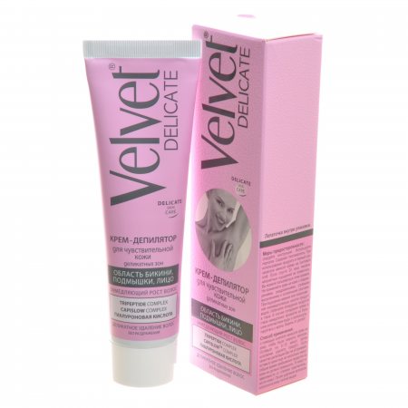 Крем для депиляции Velvet замедляющий рост волос для чувствительной кожи деликатных зон Delicate 100мл